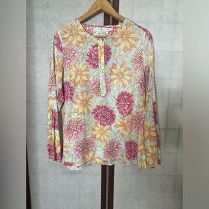 TOMMY HILFIGHER‎ FLORAL BLOUSE 3/4 BUTTON LONG SLEEVE SIZE 12